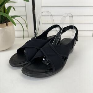 Ecco Black Felicia Stretch Crossover Slingback Sandal Comfort Shoe EU 41 US 10.5
